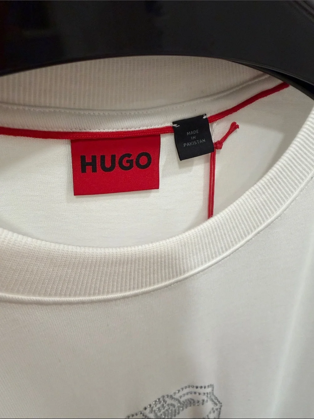 Rare limited edition Hugo White Crystal Logo Graphic Short Sleeve T-Shirt
